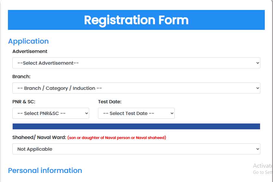  Pak Navy Registration Form 