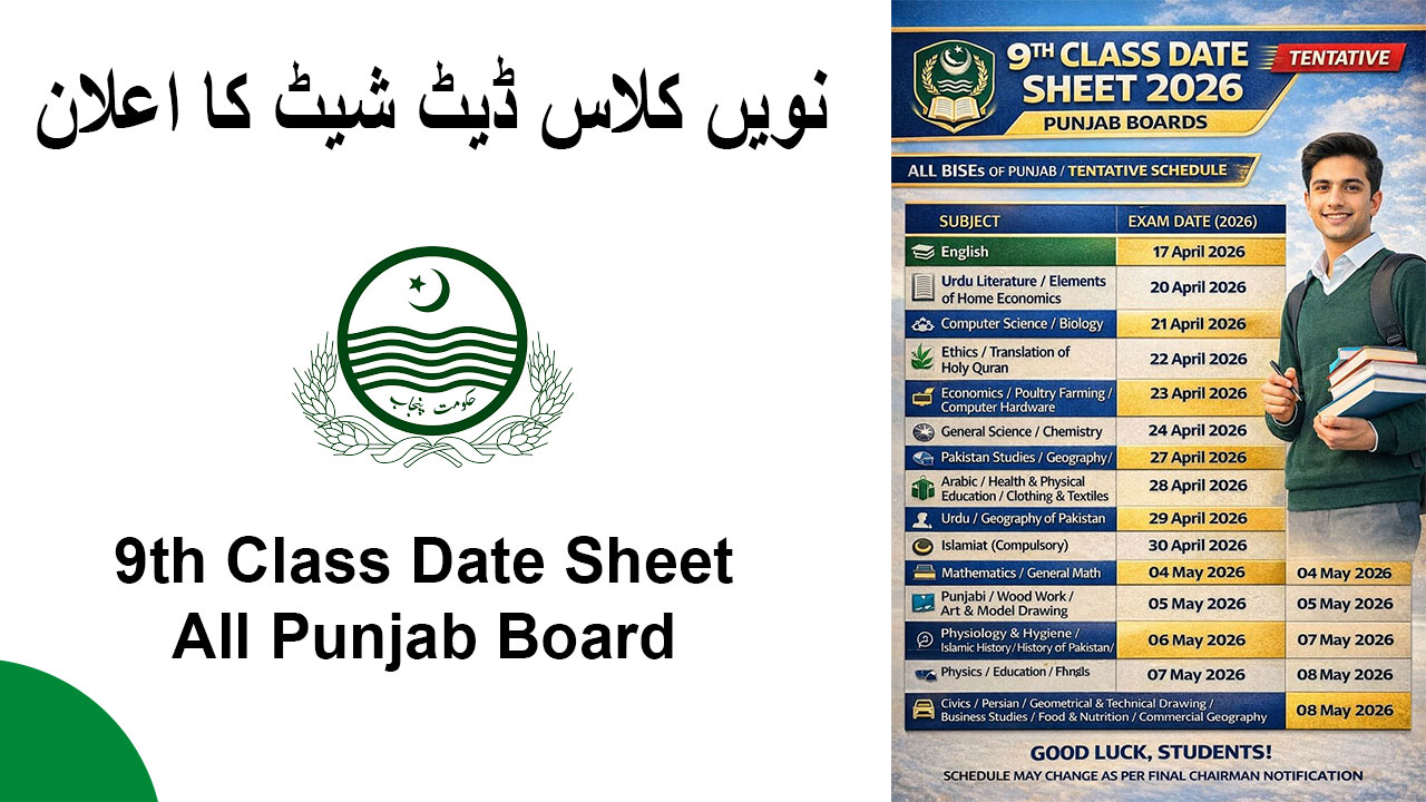 9th Class Date Sheet 2026
