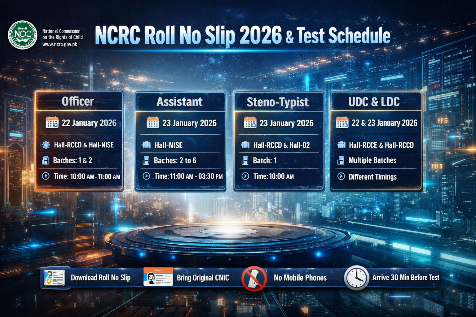 NCRC Roll No Slip 2026 Test Date