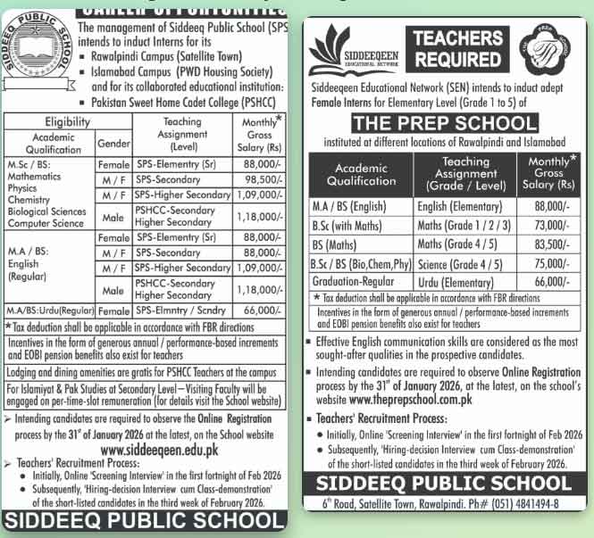  The prep school Islamabad Jobs advertisement 